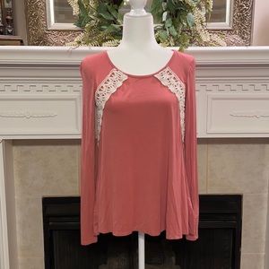 Jolt Dusty Coral Lace Top with Corset Lace Up Back